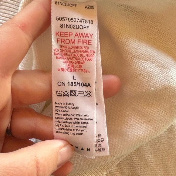 Topman-White long sleeve ith tan andblack color block - Picture 5 of 5